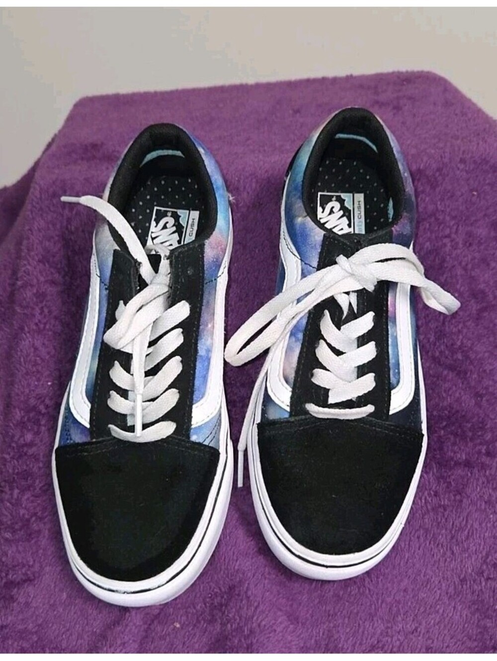 Vans Old Skool Galaxy Black White Suede Skate Sneakers Kid's Size 3